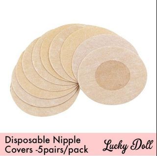 Lucky Doll® Nude Disposable Nipple Cover Adhesive Tape To Go Braless Backless Tops 5 pairs per pack