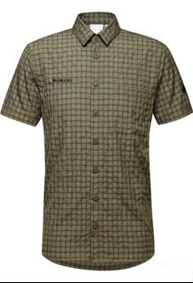 全新男款Mammut Lenni Shirt Men快乾短袖襯衫 - L號 鬣蜥綠/森林綠
