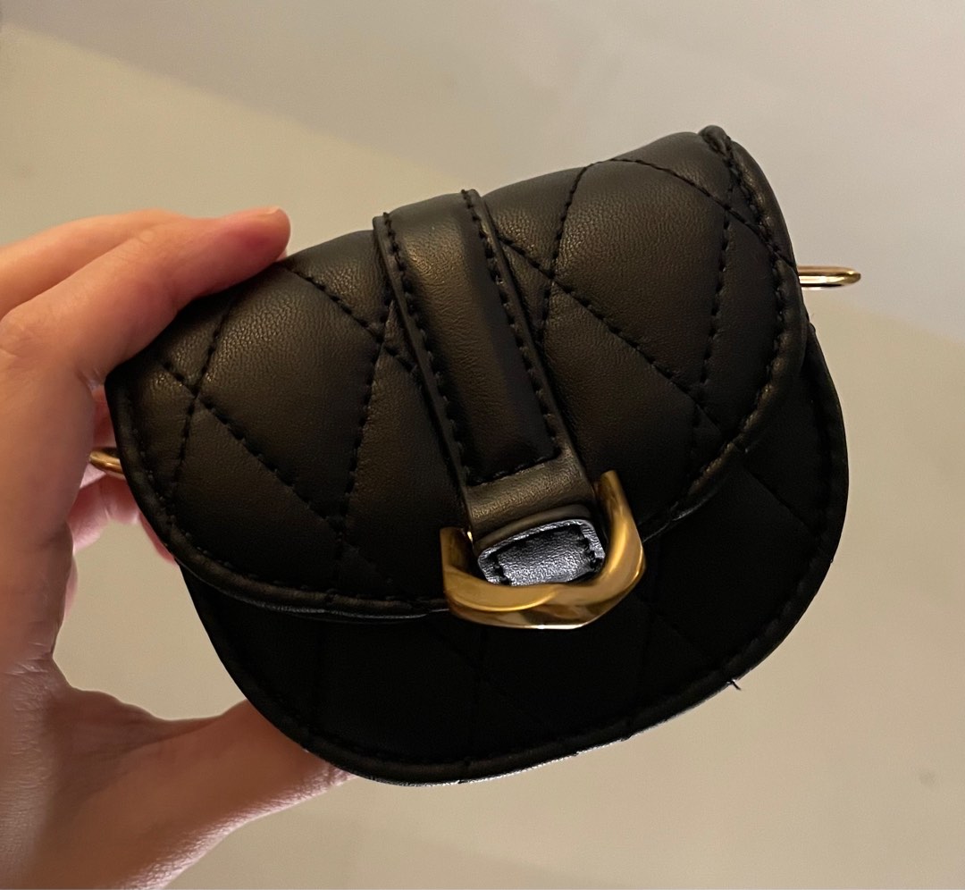 Micro Gabine Quilted Saddle Bag Black, Women's Fashion, Bags