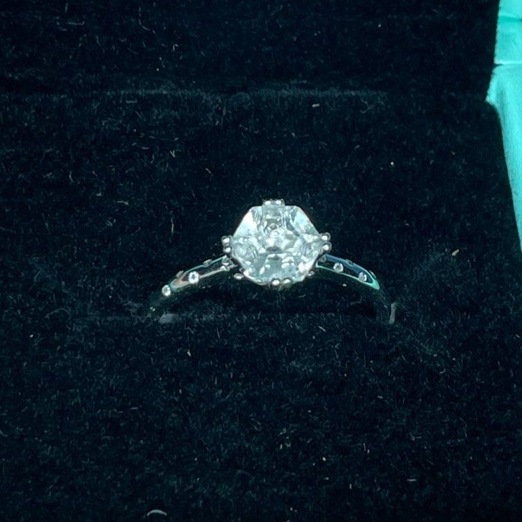 Natural white crystal ring