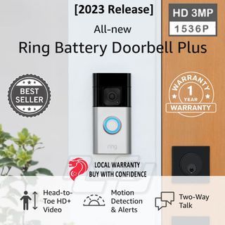 *NEW* Ring Battery Doorbell Plus | Head-to-Toe HD+ Video, motion detection & alerts, and Two-Way Talk cctv iptv door viewer cam (2023 release)