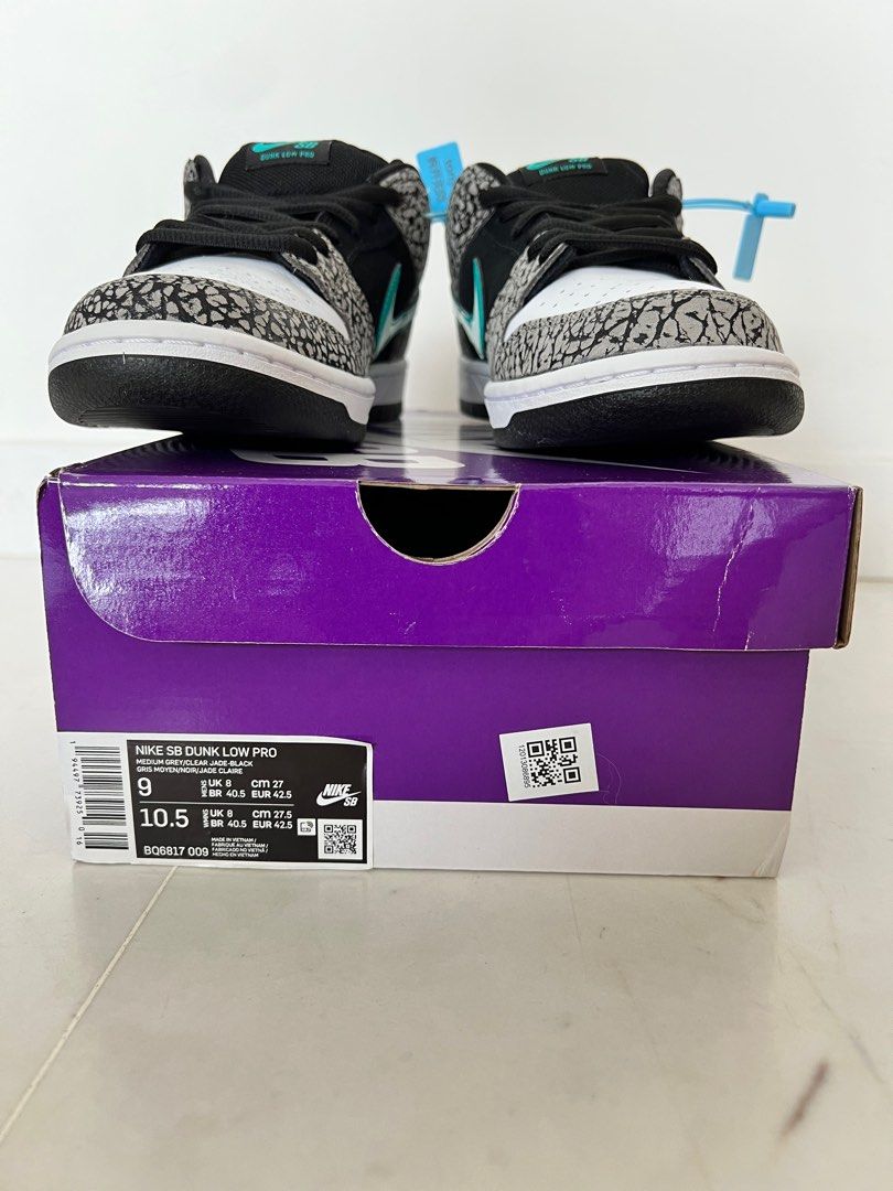 nike dunk low prm sb elephant grey clear jade