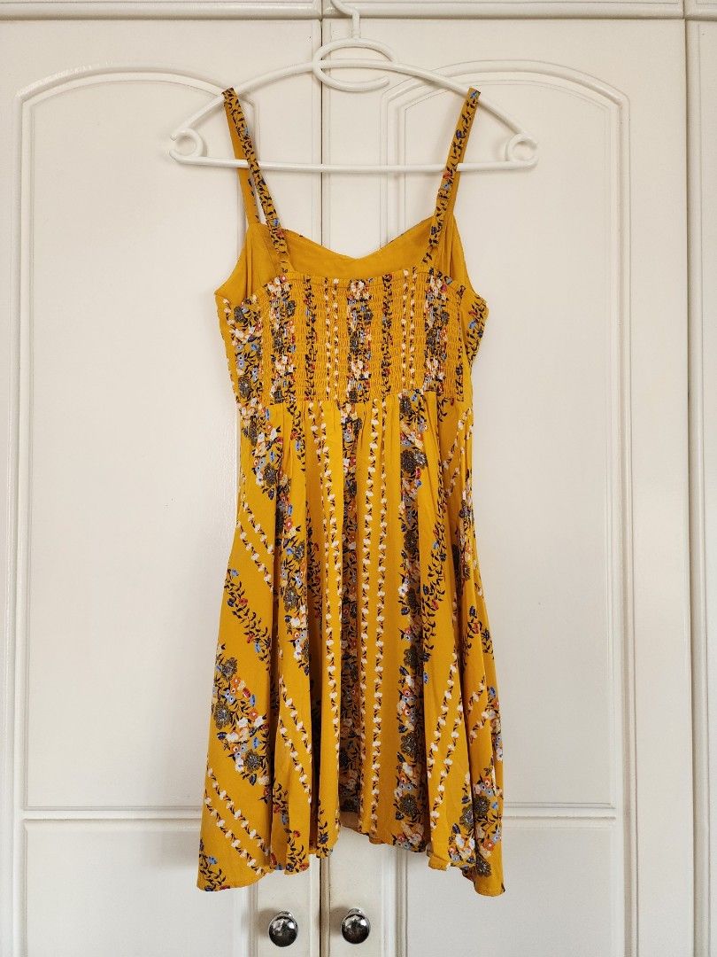 Yellow floral discount dress old navy
