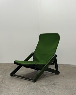 Oslo Mid Century Modern wood and canvas lounge recliner