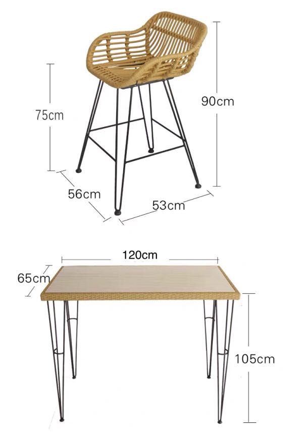 Outdoor High Bar Dining Breakfast Table Restaurant Bistro Cafe Optional