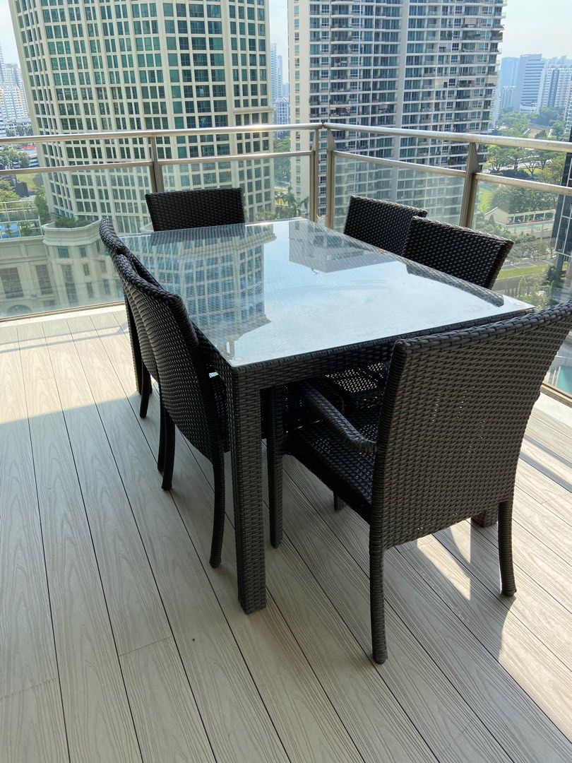 Outdoor Table & 6 Chairs, Furniture & Home Living, Outdoor Furniture on