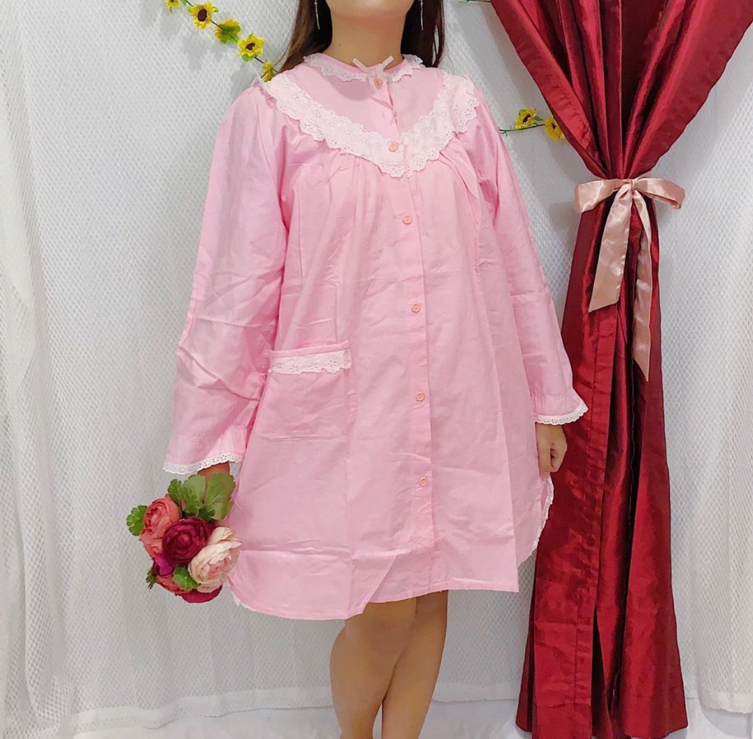Pink Sleeping Gown Daster Pink Princess, Fesyen Wanita, Pakaian Wanita