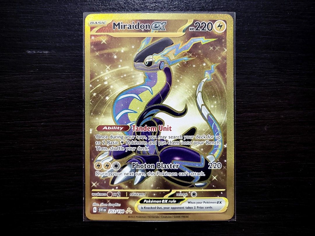 Pokemon TCG Scarlet & Violet - Gold Rare Miraidon EX, Hobbies & Toys, Toys  & Games on Carousell