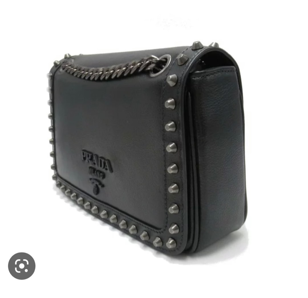 Prada Pattina Glacé Calf Leather Nero Black, Women's Fashion, Bags