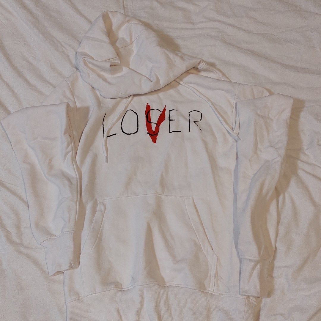 Pre Loved H M Loser Lover IT Movie Merchandise White Hoodie