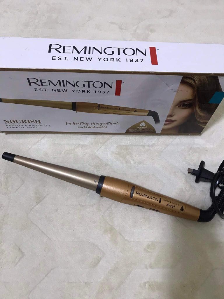 Remington Nourish Keratin & Argan Oil Conical Curling Hair Wand, Beauty