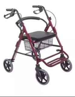 Rollator with footrest and basket