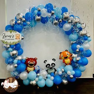 Round Arch + Full Round Balloon Garland (Rental and set up included) - Birthday - Baby Shower - Anniversary - 100 Days - One Month - Standard, Pearly, Chrome, Retro Balloons