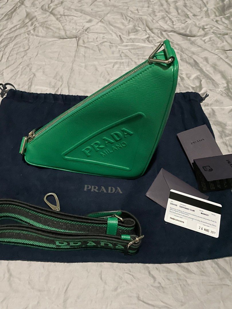 Saffiano Prada Triangle in Mango, Women's Fashion, Bags & Wallets,  Cross-body Bags on Carousell