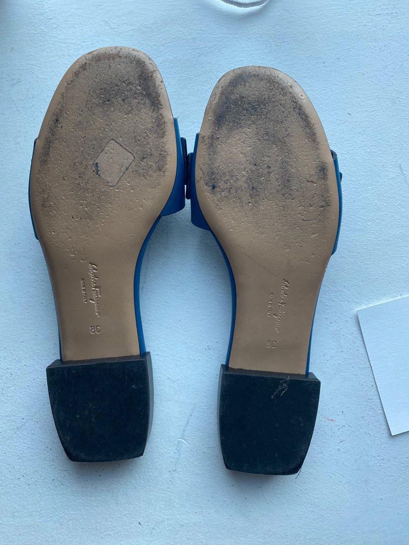 Salvatore Ferragamo Solar Gancini Leather Slide 8C Luxury
