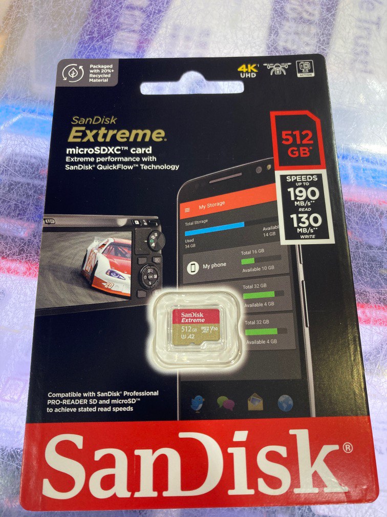 Sandisk extreme micro Sd 512gb, 電腦＆科技, 電腦周邊及配件, 硬碟及儲存器 - Carousell