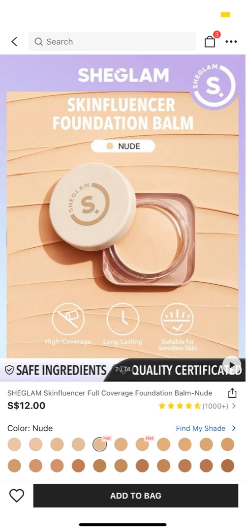 Shein Sheglam foundation balm, Beauty & Personal Care, Face, Makeup on