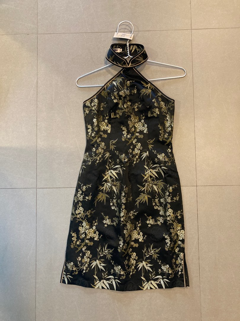 Silk Brocade Halter Neck Dress, Women's Fashion, Dresses & Sets ...