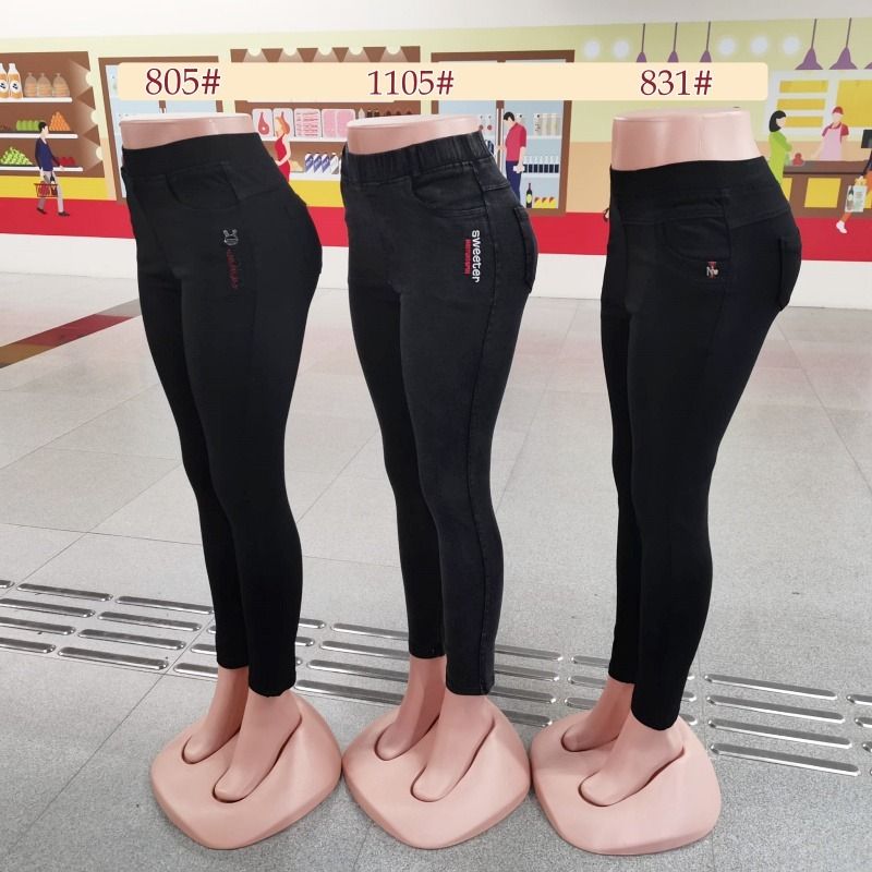 Stella Fashion Women Jean Black Leggings Medium Waist Plus Size XL-6XL  Stretchable Tight Fitting Jeans