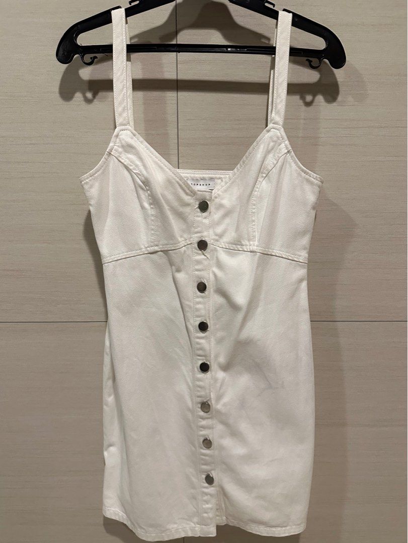 Topshop white denim dress cheap