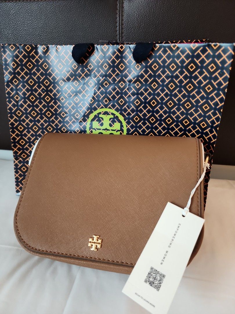 Tory Burch Emerson Large Double Zip Tote in Moose Brown