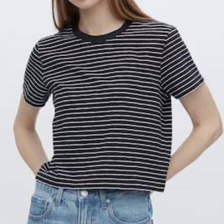 Uniqlo Jersey Striped Cropped T-Shirt