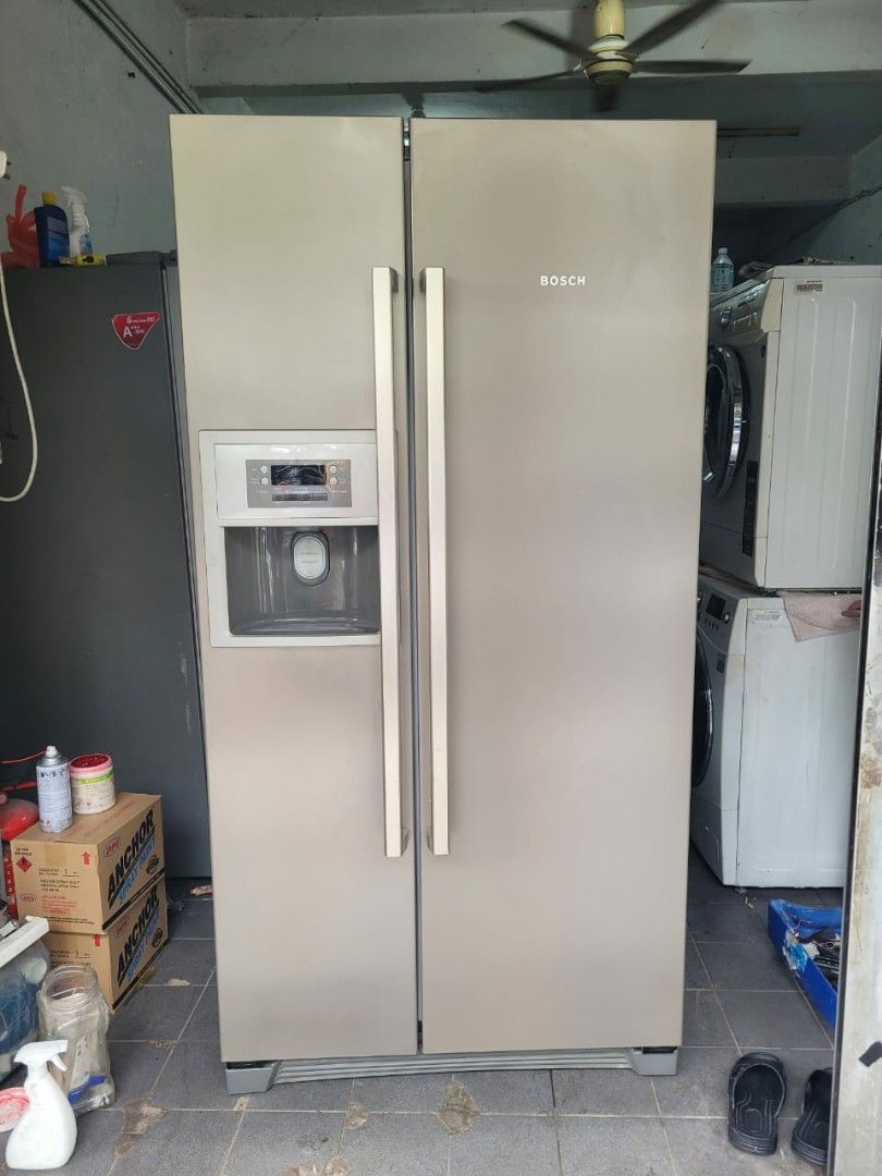 Used Bosch side by side 2 doors fridge 580L, refrigerator peti sejuk