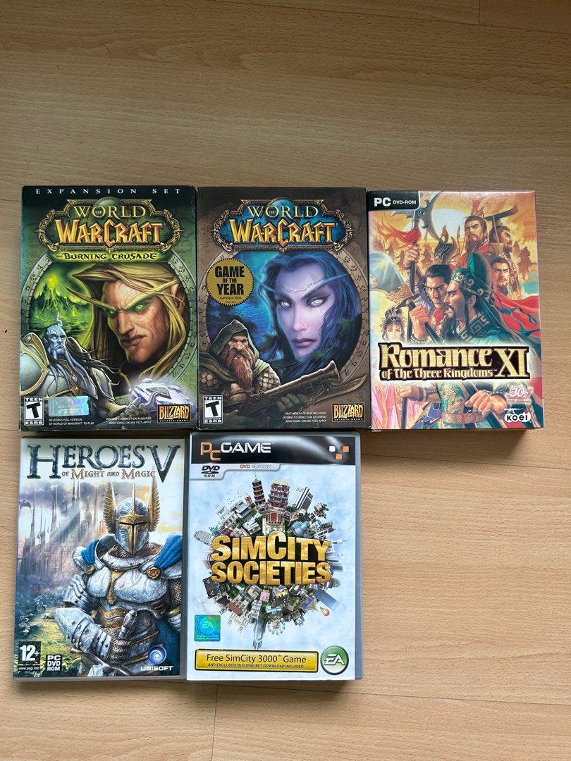 Used PC Games World of Warcraft, ROTK, Heroes, SimCity, Video Gaming