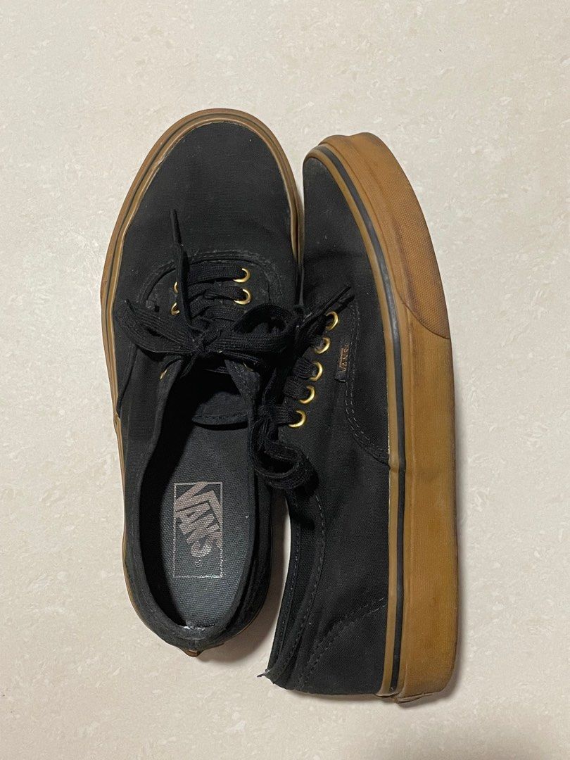 Vans authentic black outlet brown gum