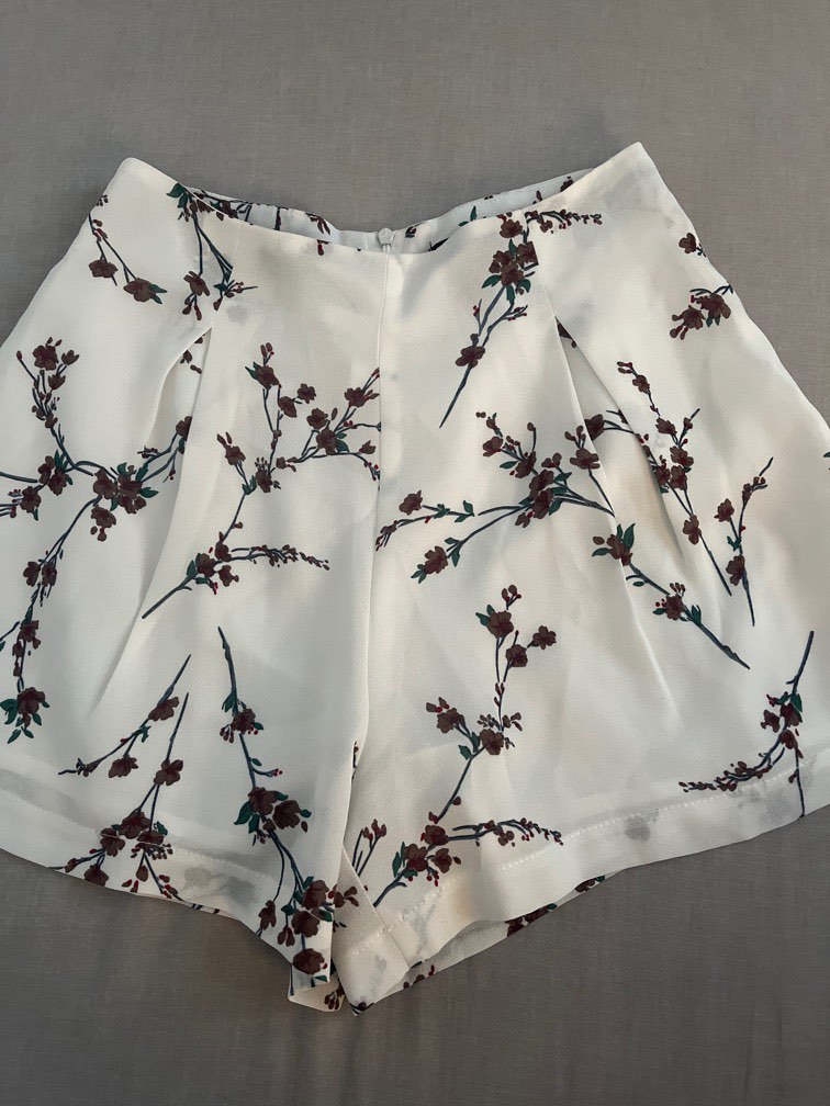White chiffon outlet shorts