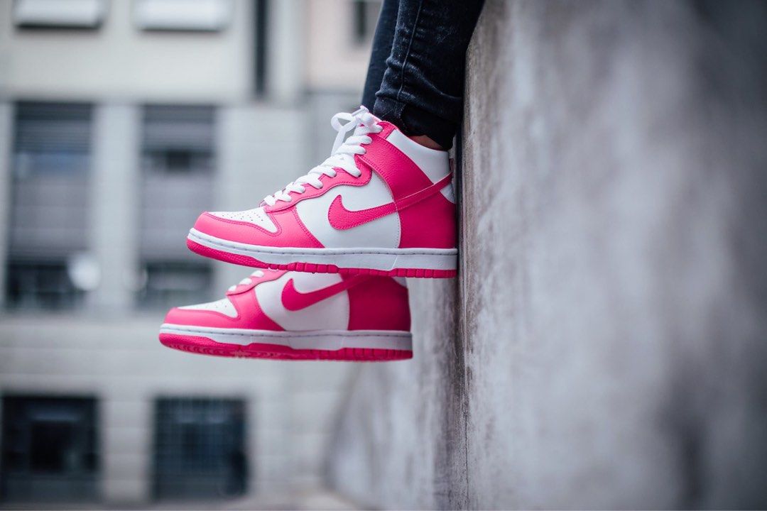 women's dunk high white and pink prime