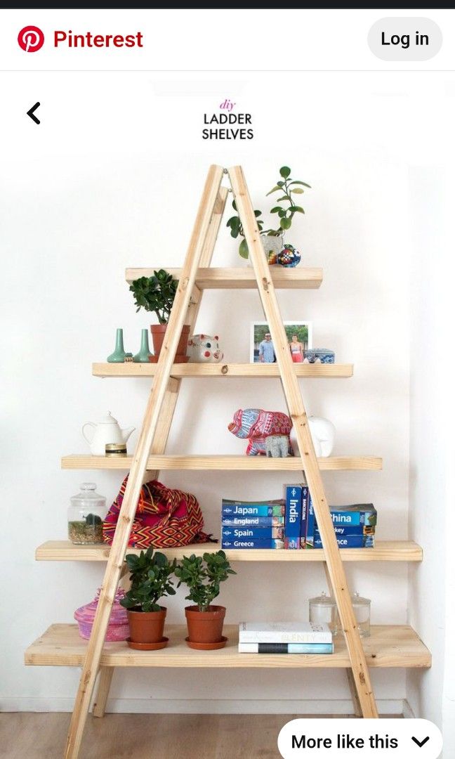 wooden ladder for custom shelf, Furniture & Home Living, Furniture