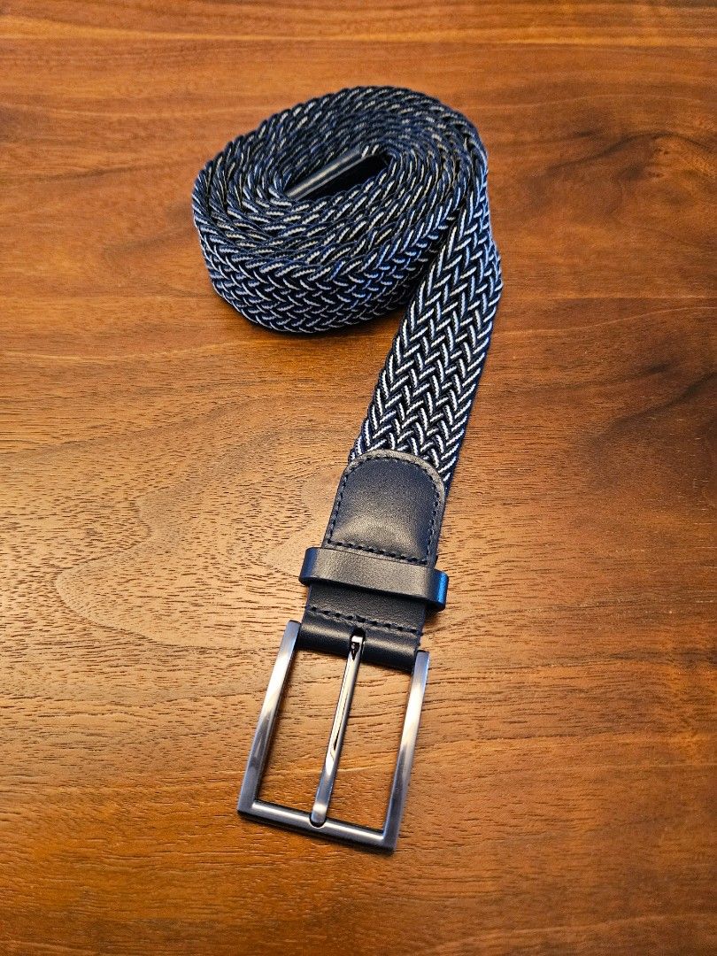 Woven Braided Elastic Belt blue white