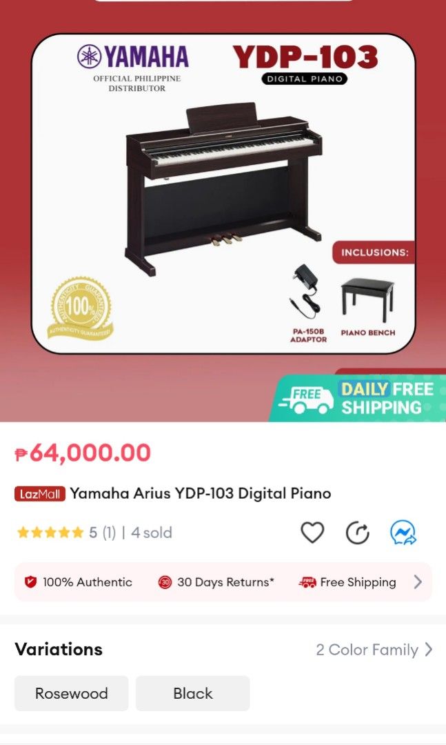 YAMAHA YDP103 Digital Piano, Hobbies & Toys, Music & Media, Musical Instruments on Carousell