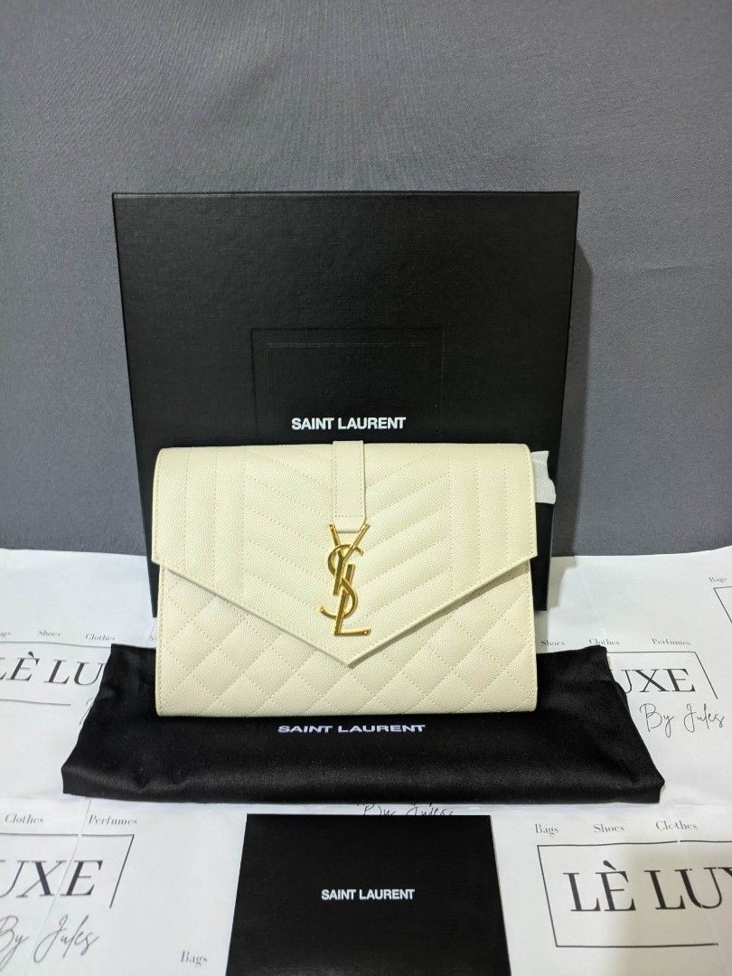 Ysl cream clutch bag 2025