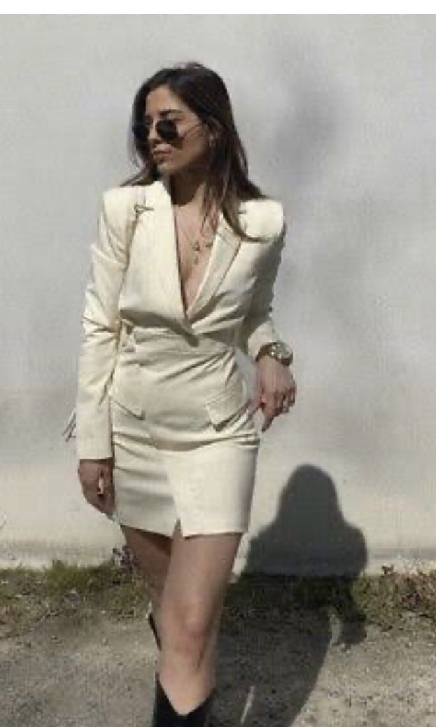 Zara cream 2025 blazer dress