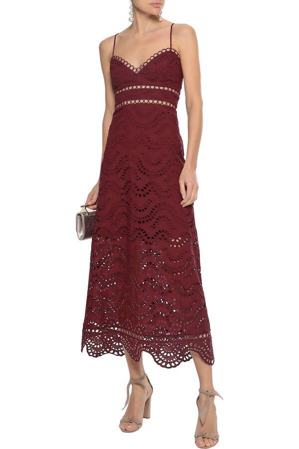 Zimmermann Jaya Wave Dress in Burgundy Women s Fashion Dresses