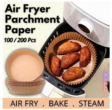 200PCS Air Fryer Parchment Paper, 9 Inch Square Airfryer Liner Non-Stick