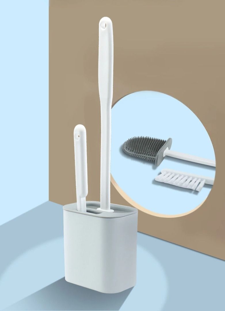 2 in 1 Silicon Flat Toilet Brush Cleaning Bathroom Scrub, Furniture ...