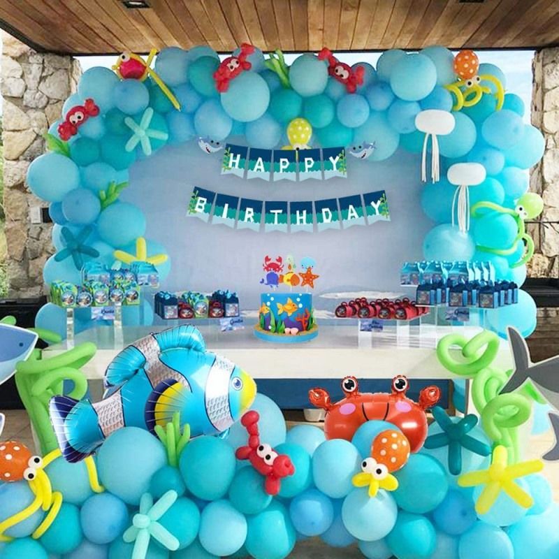 95Pcs Ocean Theme First Birthday Party Decorations for Kids Under