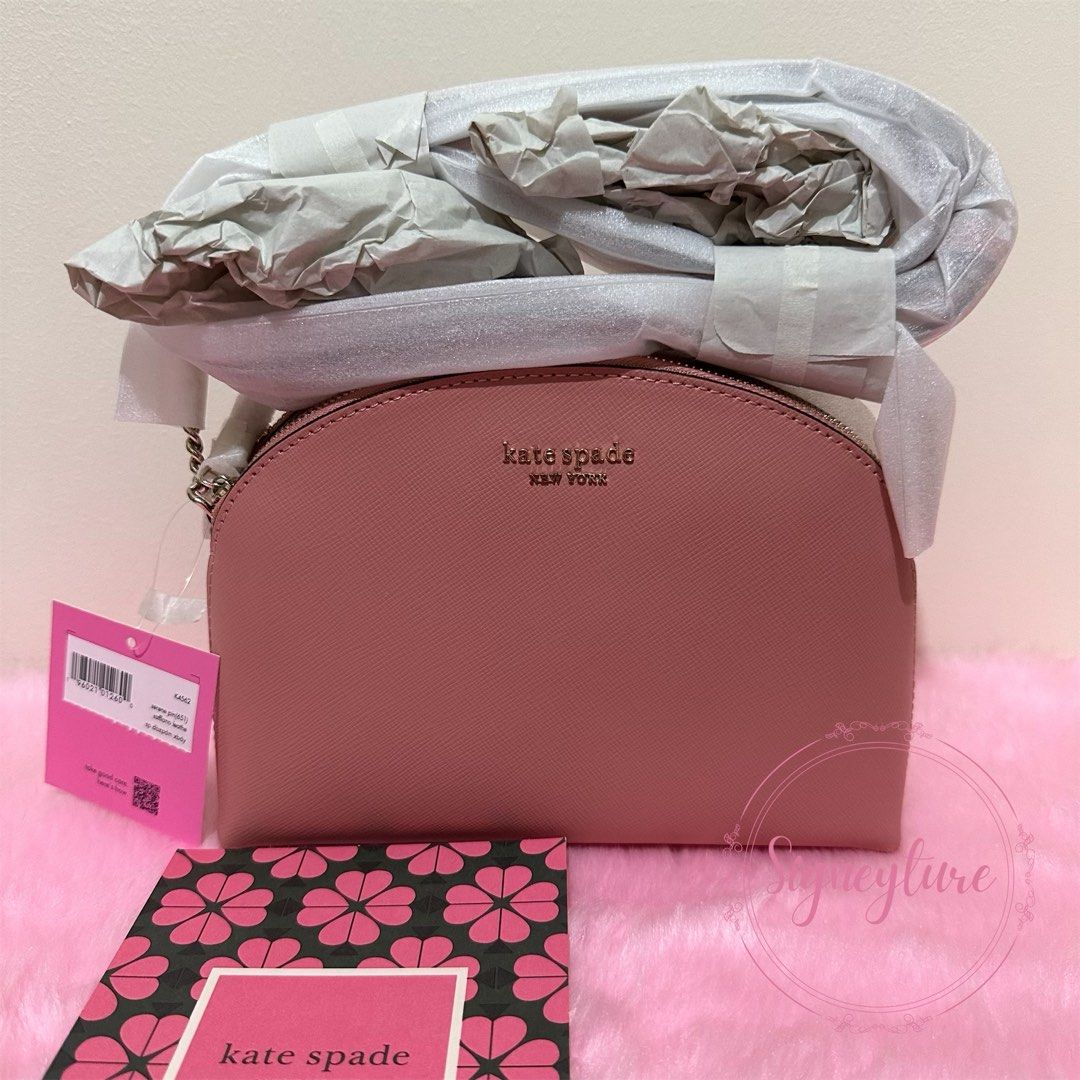 Kate Spade Spencer Double Zip Dome Crossbody Serene Pink Saffiano Leather 