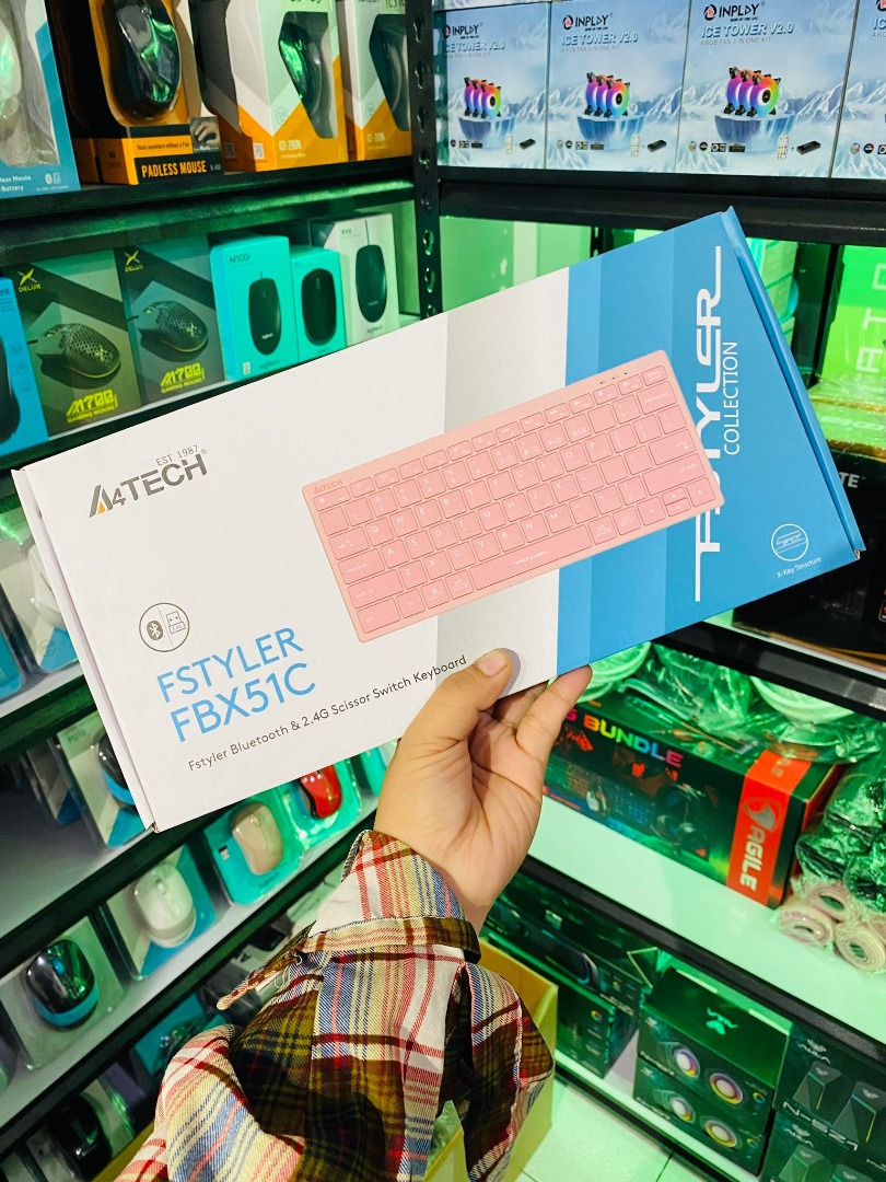 A4Tech Fstyler FBX51C Bluetooth & 2.4G Scissor Switch Keyboard Baby ...