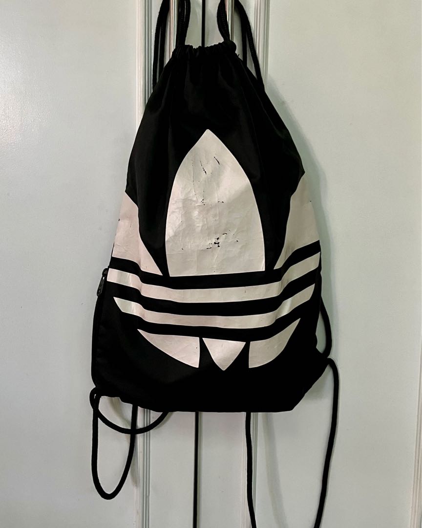Adidas Black and White Drawstring Bag on Carousell