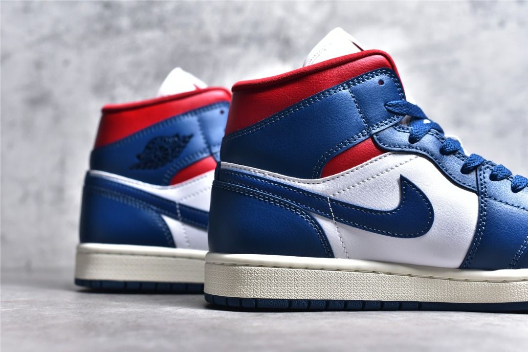 Air Jordan 1 Mid Blue White Red shoes Men s Fashion Footwear