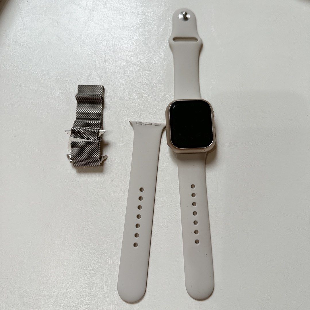 Apple Watch Series 7 (GPS)41 公釐星光色, 手機及配件, 智慧穿戴裝置