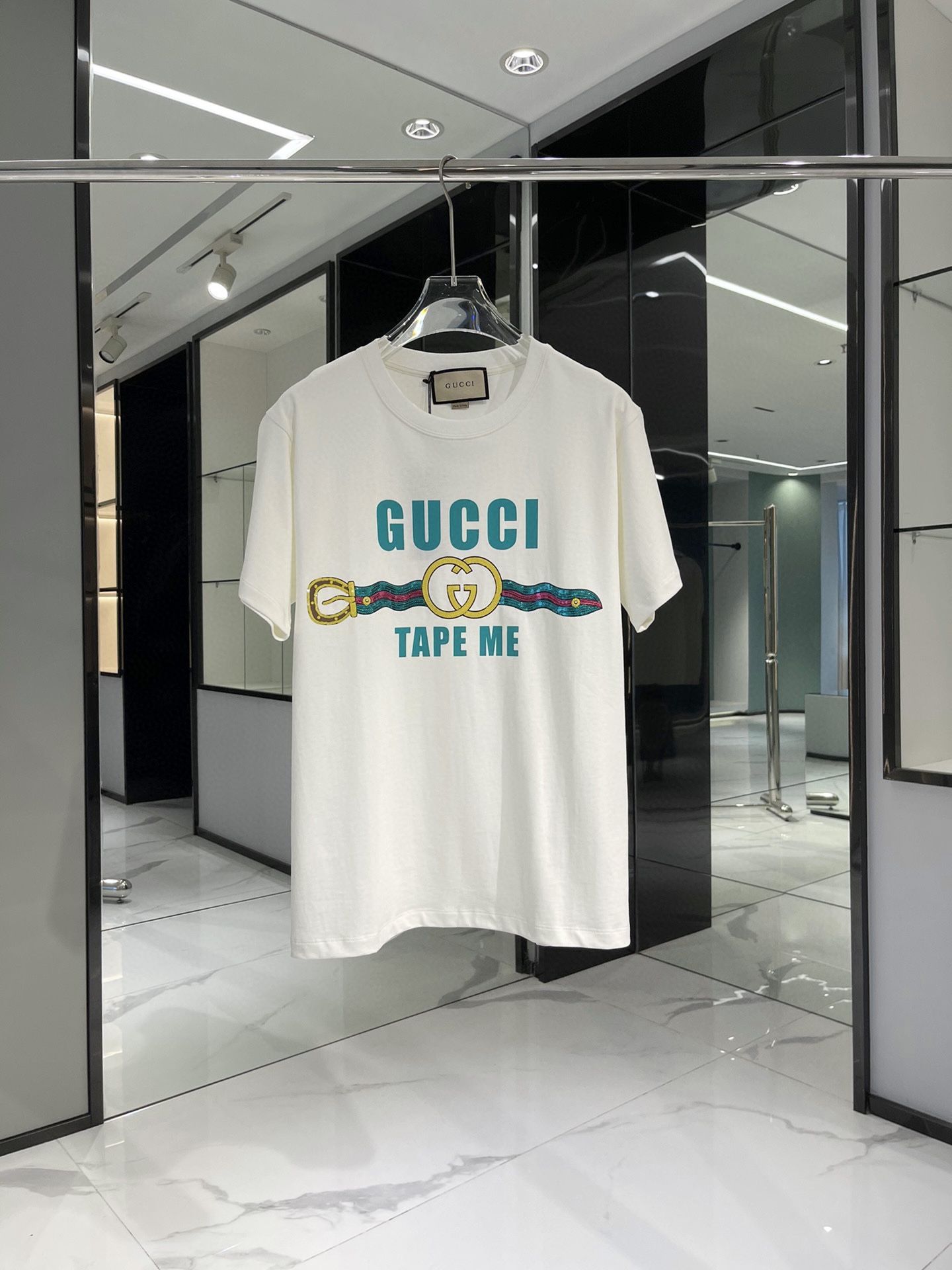 Authentic gucci Sequin Tape Me Print T Shirt Luxury Apparel on Carousell