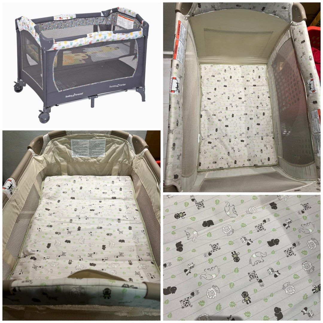 Baby cot & bouncer chair, Babies & Kids, Baby Nursery & Kids Furniture