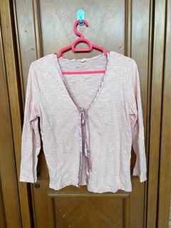 baby pink tied crop cardigan/ outer