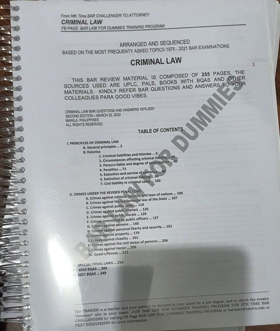 Bar Law for Dummies Q&A, Hobbies & Toys, Books & Magazines, Assessment