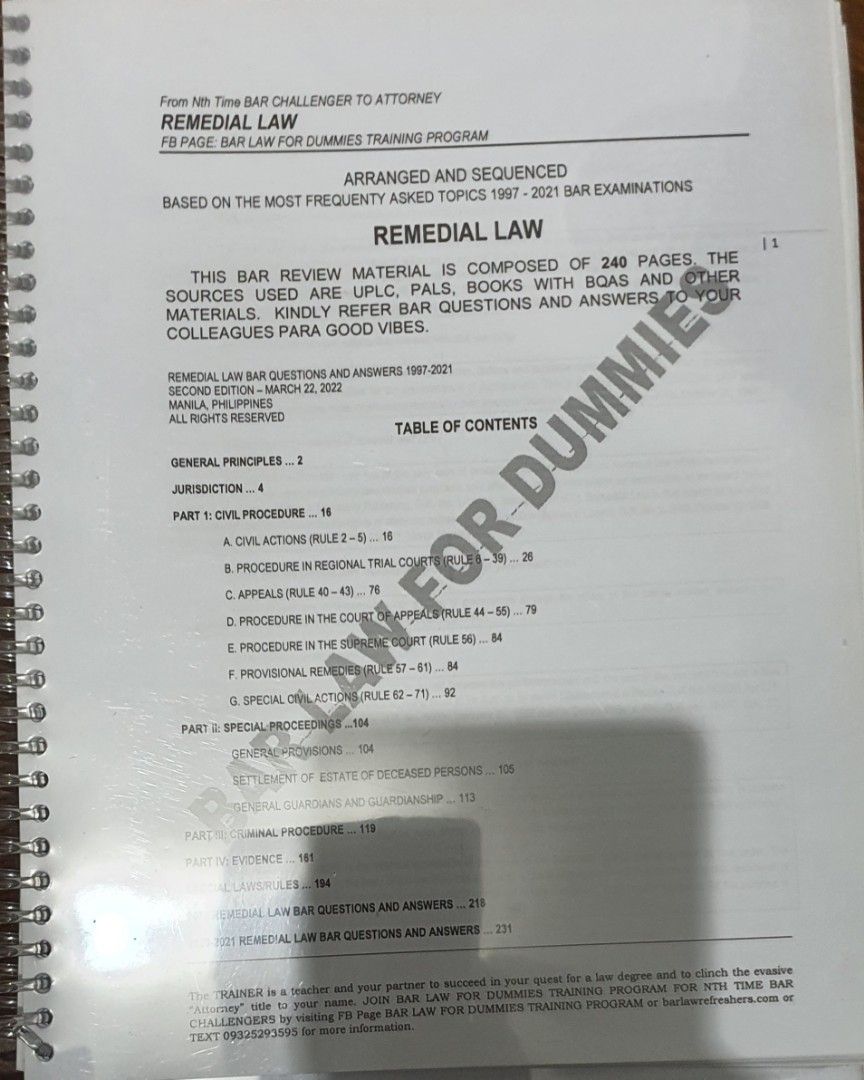 Bar Law for Dummies Q&A, Hobbies & Toys, Books & Magazines, Assessment